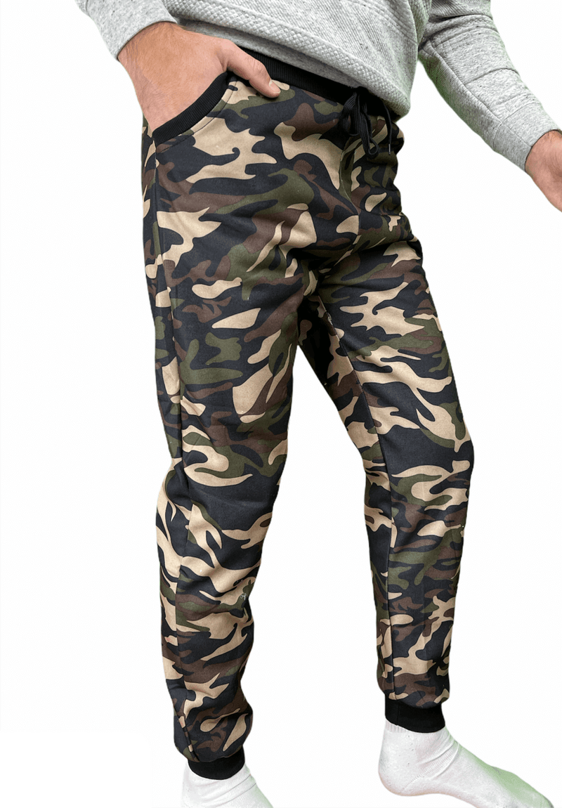 Load image into Gallery viewer, Mens Camouflage Track Pants Fleece Lined Jogger Camo Sweatpants Trackies - Green