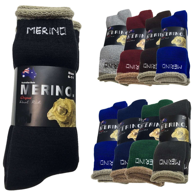 Load image into Gallery viewer, 9 Pairs MERINO WOOL SOCKS Mens Heavy Duty Premium Thick Work Socks Cushion BULK