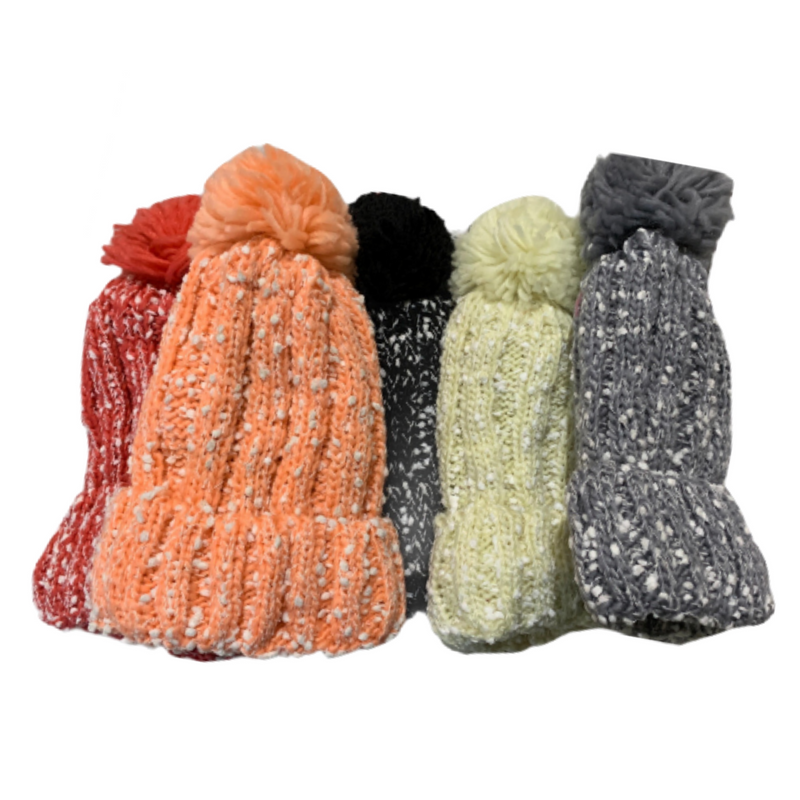 Load image into Gallery viewer, Womens Thick Knit Beanie Winter Fleece Lined Hat Warm Faux Fur Pom Pom Ski