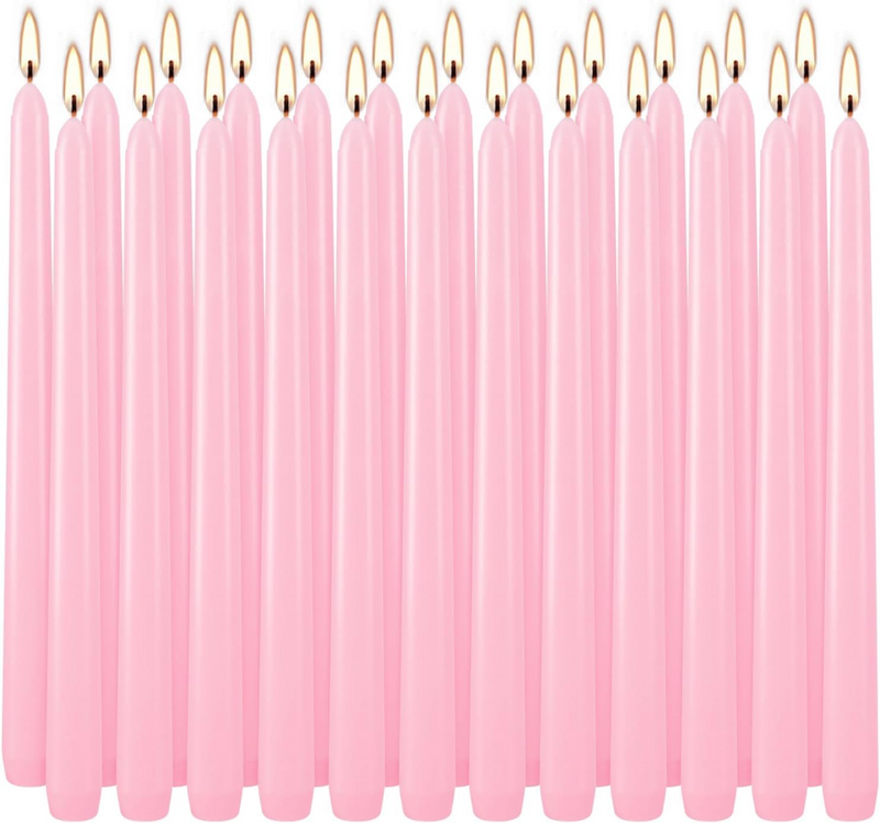 Load image into Gallery viewer, 48x Tapered Dinner Candles Unscented Taper Wedding Candle 25cm in Pink-0