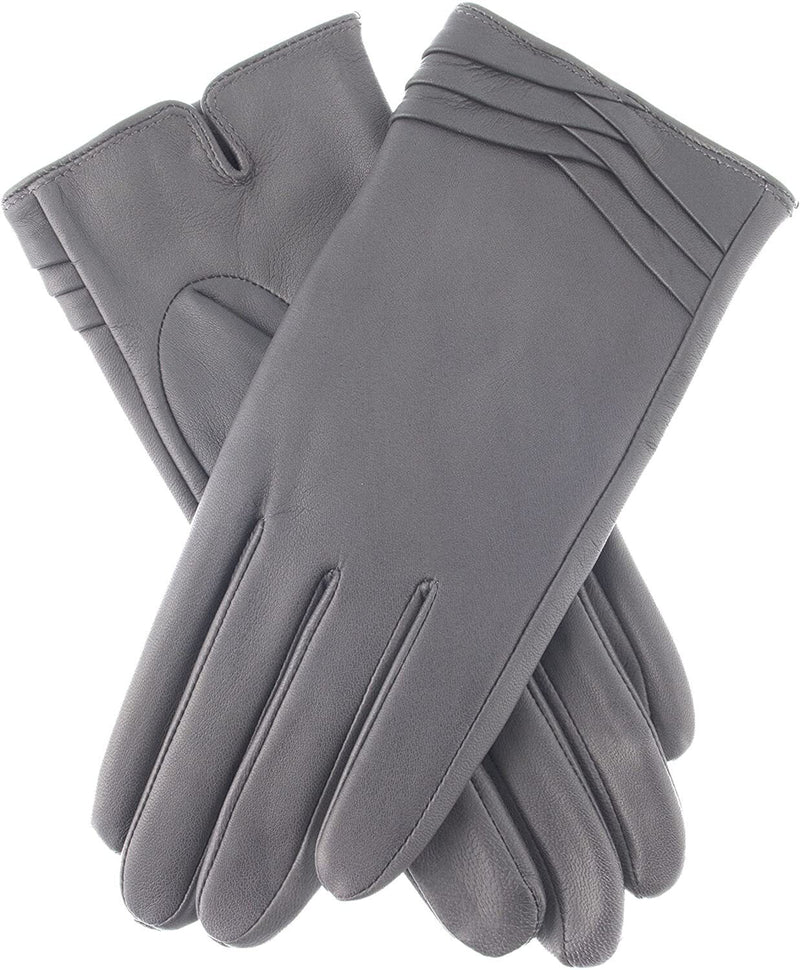 Load image into Gallery viewer, Dents Womens Leather Gloves With Pleat Detail And Fine Fleece Lining