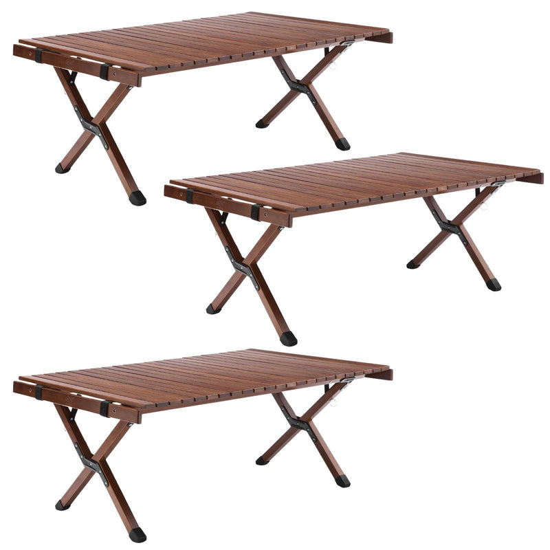 Load image into Gallery viewer, 3x 93cm Foldable Bamboo Outdoor Camping Table Waterproof Wooden Travel - Large