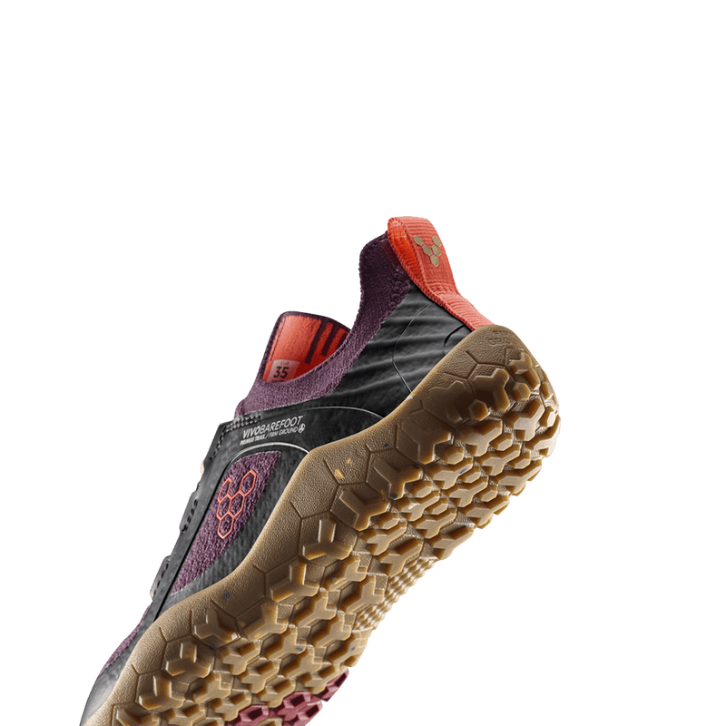 Load image into Gallery viewer, Vivobarefoot Primus Trail Knit FG Juniors Huckleberry/ Molten Lava