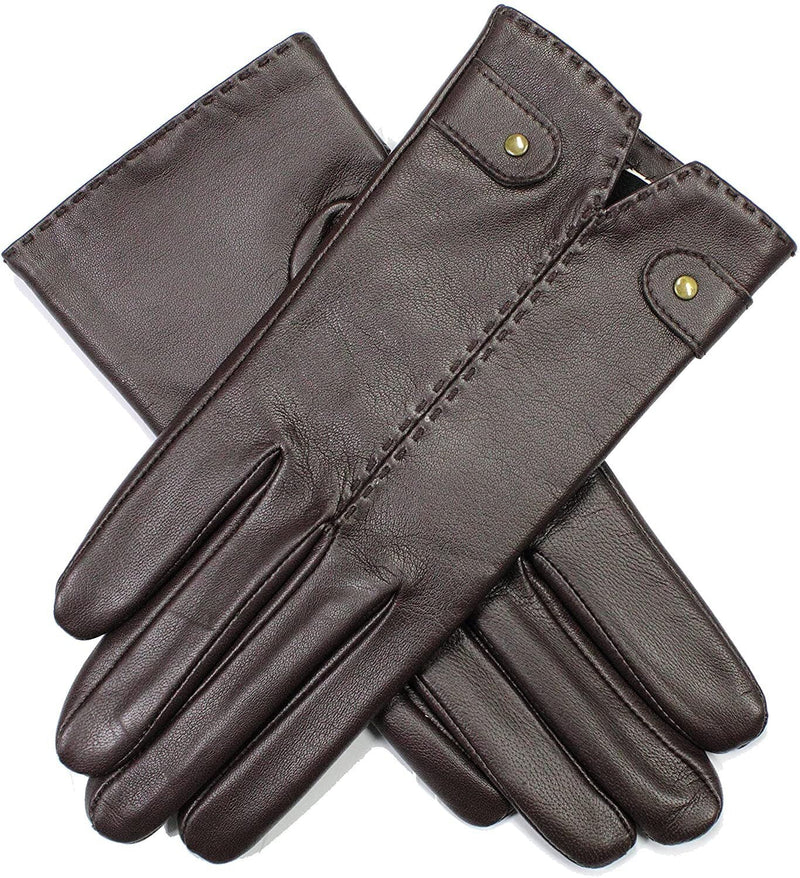 Load image into Gallery viewer, Dents Womens Audrey Leather Gloves with Fleece Lining Hand Stitched - Black