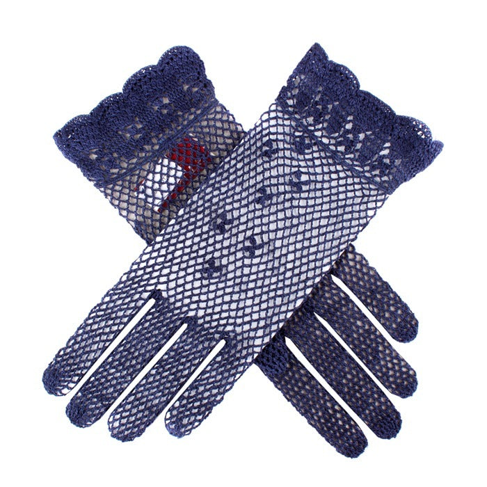 Load image into Gallery viewer, Dents Womens Hand Crochet Gloves - Navy-0