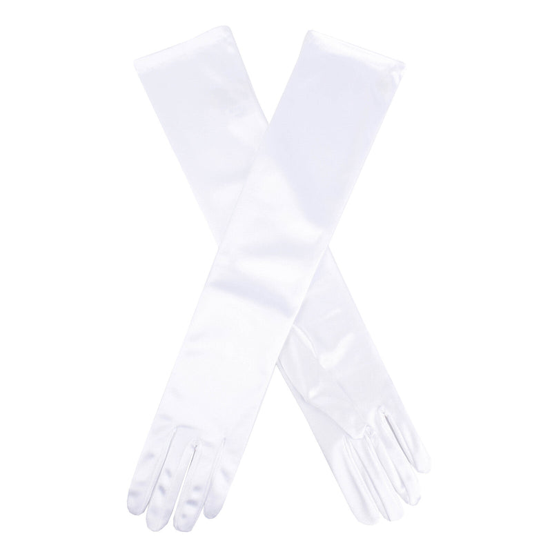 Load image into Gallery viewer, Dents Womens Semi Sheen Satin Elbow Length Evening Gloves - White-0