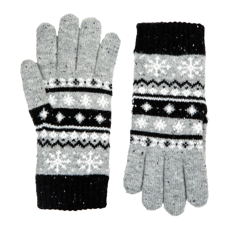 Load image into Gallery viewer, Dents Womens Gloves Jacquard Fair Isle Marle Yarn Knitted in Dove Grey-2