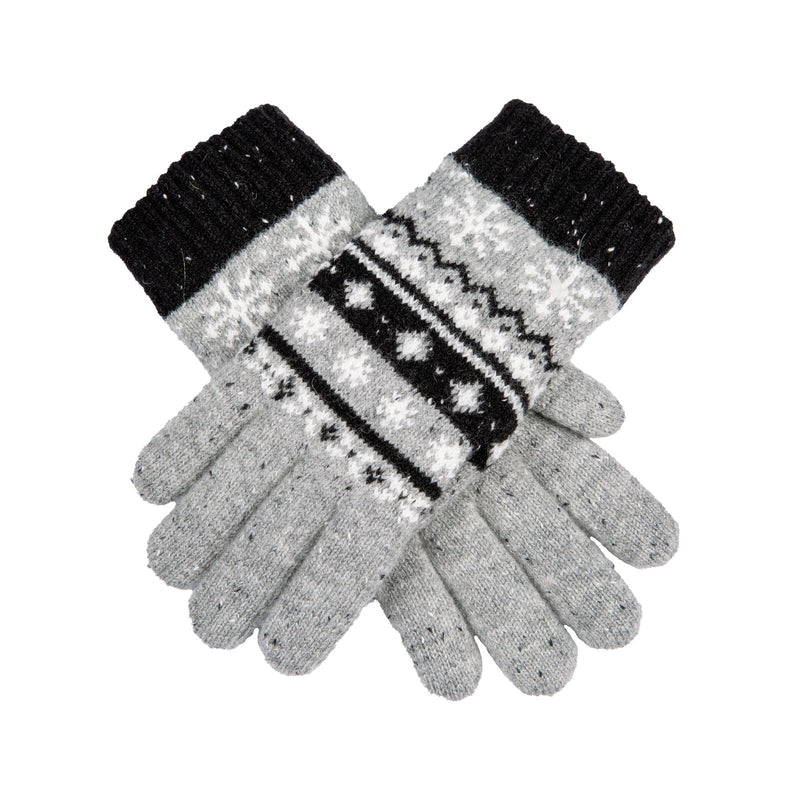 Load image into Gallery viewer, Dents Womens Gloves Jacquard Fair Isle Marle Yarn Knitted in Dove Grey-0