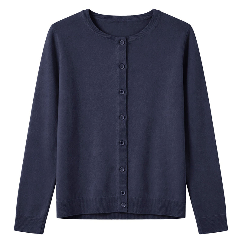 Load image into Gallery viewer, Luxury Cashmere Wool Fine Knit Button Cardigan (Regular Length) in Navy-0