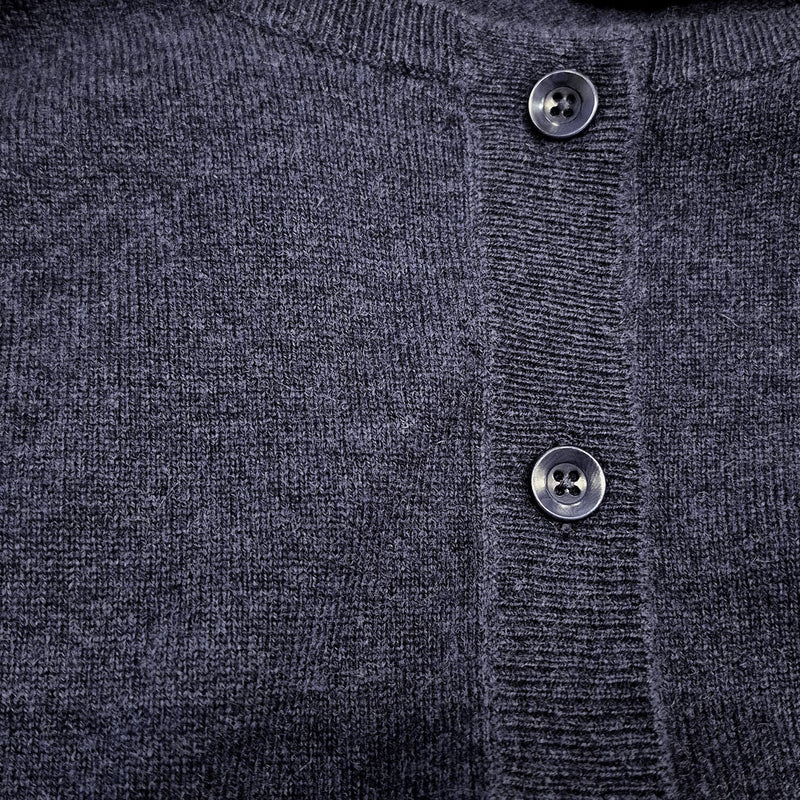 Load image into Gallery viewer, Luxury Cashmere Wool Fine Knit Button Cardigan (Regular Length) in Navy-4