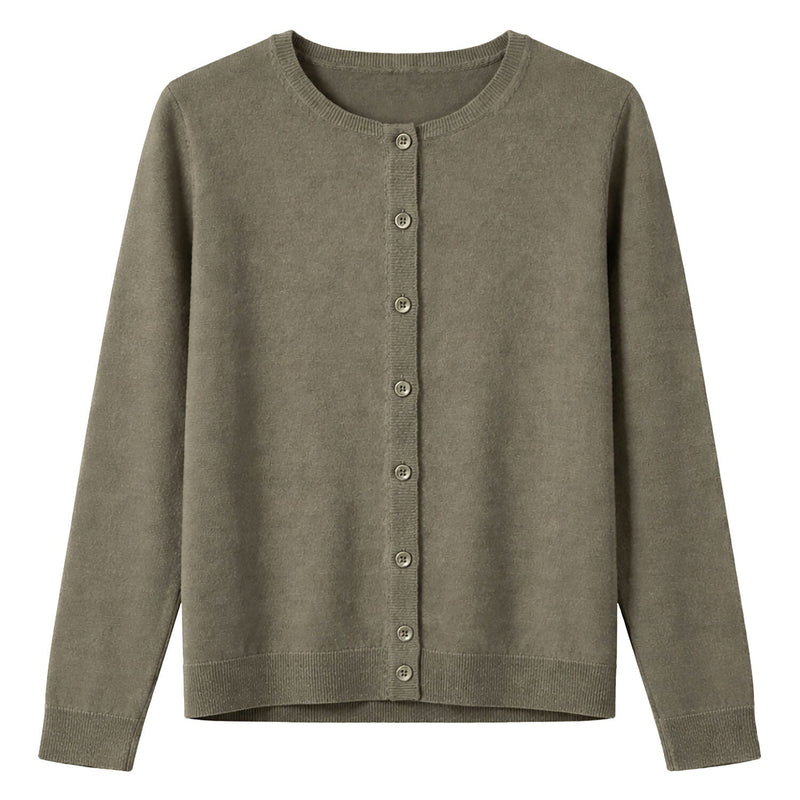 Load image into Gallery viewer, Luxury Cashmere Wool Fine Knit Button Cardigan (Regular Length) in Green-1