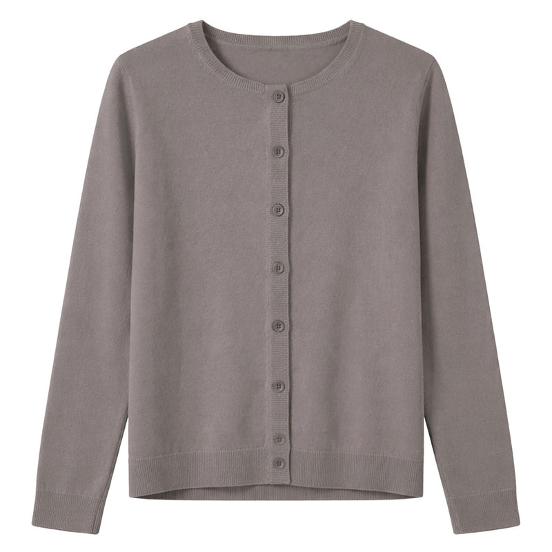 Load image into Gallery viewer, Luxury Cashmere Wool Fine Knit Button Cardigan (Regular Length) in Taupe-0