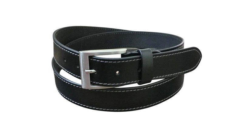 Load image into Gallery viewer, Jacaru 6014 Stitched Leather Belt Black 35mm