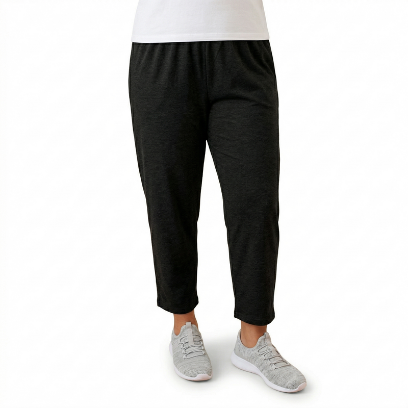 Load image into Gallery viewer, Idyl Womens Relaxed Fit Crop 100% Cotton Leggings Pants Trousers - Black-1