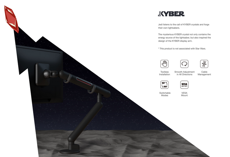 Load image into Gallery viewer, UFOU Kyber Monitor Arm Single Mount Bracket Heavy Duty Star Wars - Black-2