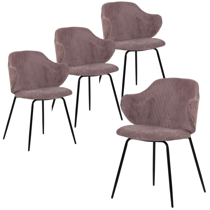 Load image into Gallery viewer, Set of 4 Dining Chairs with Corduroy Cord Fabric in Pink-1