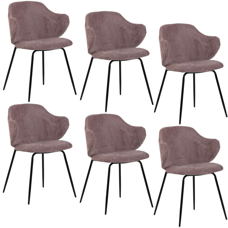 Load image into Gallery viewer, Set of 6 Dining Chairs with Corduroy Cord Fabric in Pink-1