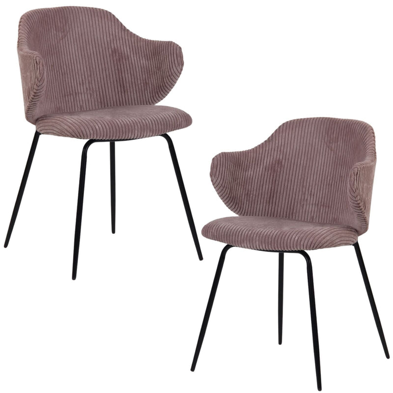 Load image into Gallery viewer, Set of 2 Dining Chairs with Corduroy Cord Fabric in Pink-0