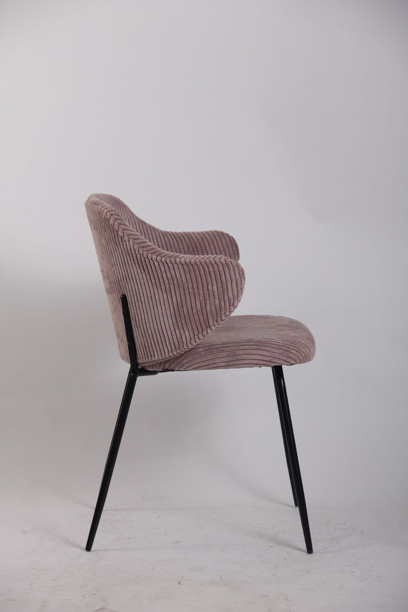 Load image into Gallery viewer, Set of 2 Dining Chairs with Corduroy Cord Fabric in Pink-3