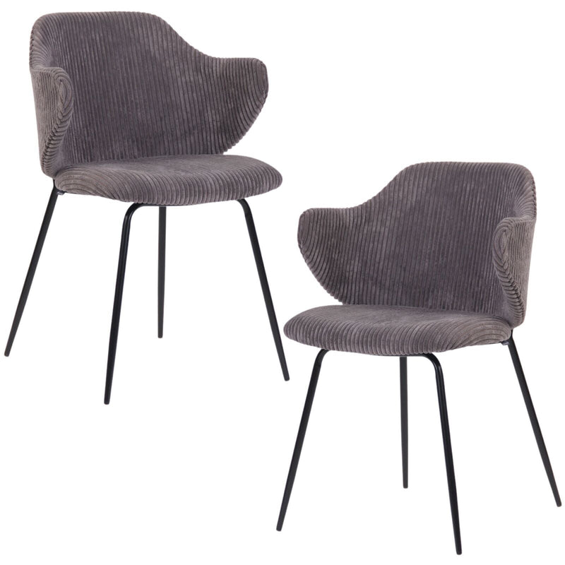 Load image into Gallery viewer, Set of 2 Dining Chairs with Corduroy Cord Fabric in Dark Grey Lincoln-0