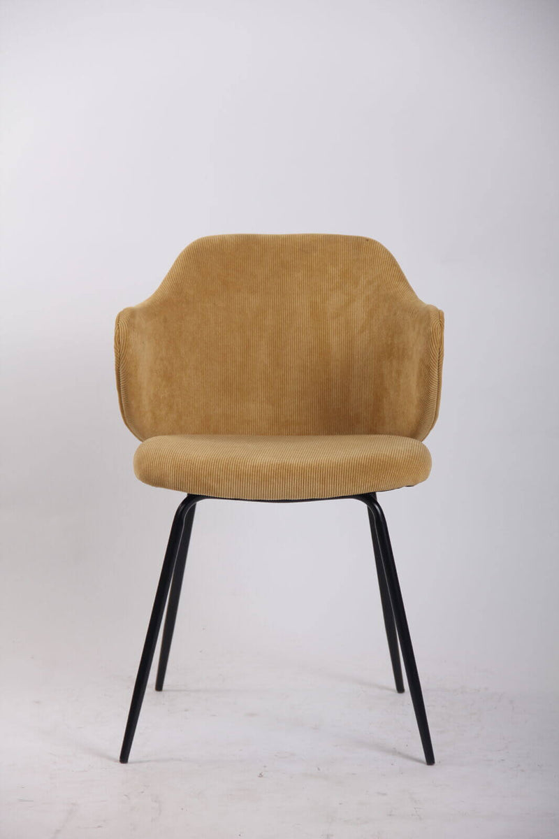 Load image into Gallery viewer, Set of 6 Dining Chairs Corduroy Cord Fabric with Metal Legs in Mustard Yellow-2