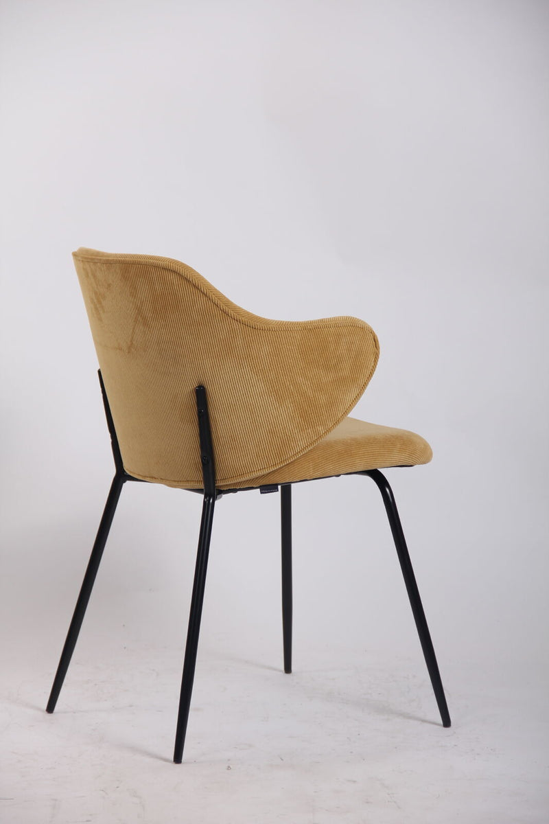 Load image into Gallery viewer, Set of 2 Dining Chairs Corduroy Cord Fabric with Metal Legs in Mustard Yellow-4