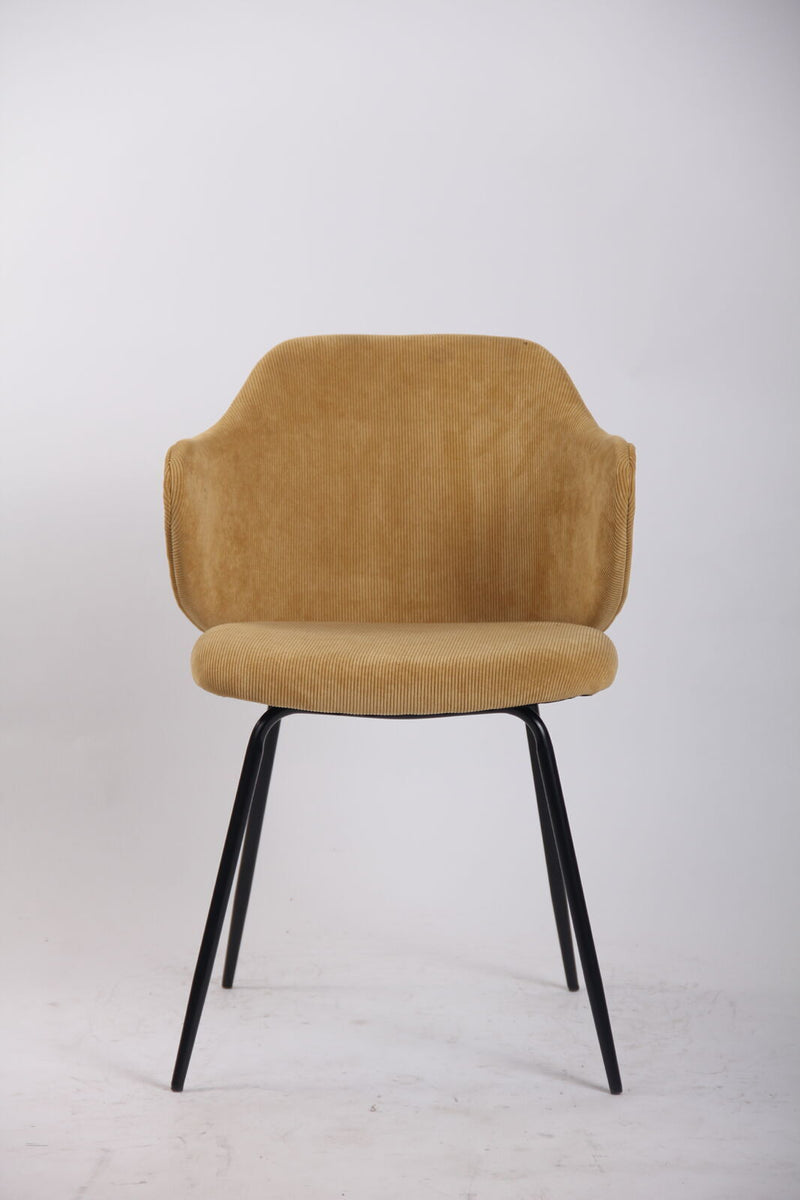Load image into Gallery viewer, Set of 2 Dining Chairs Corduroy Cord Fabric with Metal Legs in Mustard Yellow-2