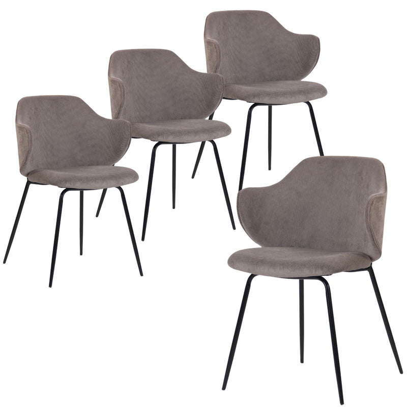 Load image into Gallery viewer, Set of 4 Dining Chairs with Corduroy Cord Fabric in Grey-1