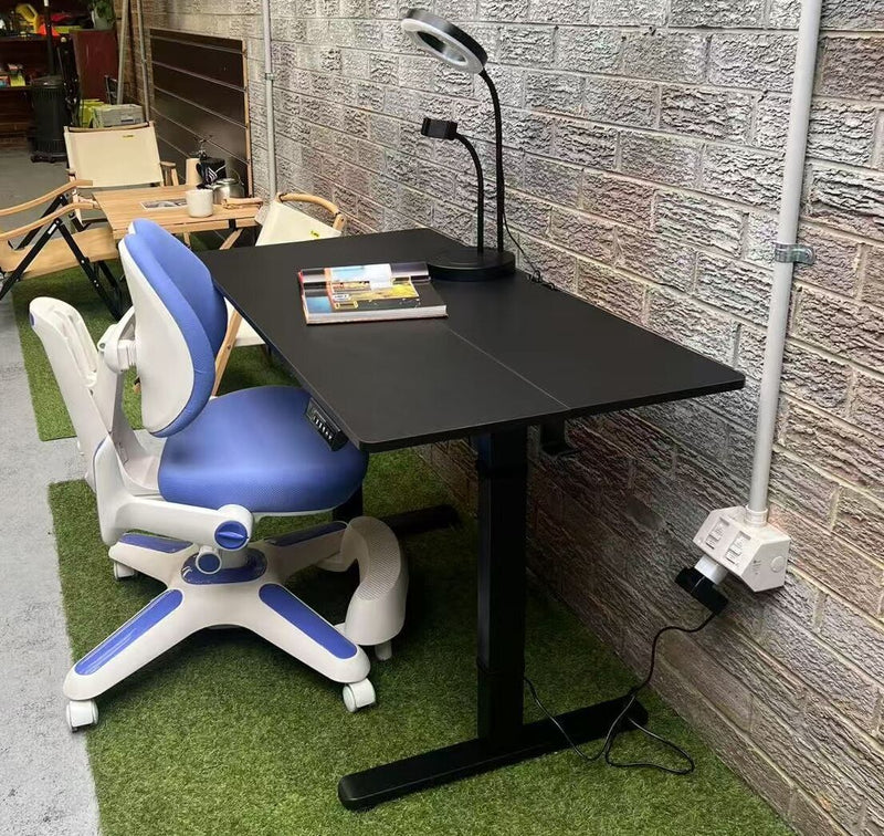 Load image into Gallery viewer, Ergonomic Kids Study Chair & Adjustable Electric Standing Desk Set – Blue Chair & Black Desk-1