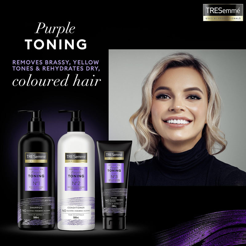 Load image into Gallery viewer, 3x Tresemme 200ml Hair Mask Coconut Oil Purple Toning Step No3-4
