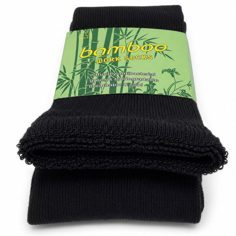 Load image into Gallery viewer, 6 Pairs Mens Bamboo Rich Work Socks Thick Cushioned Anti Odour - Black-3