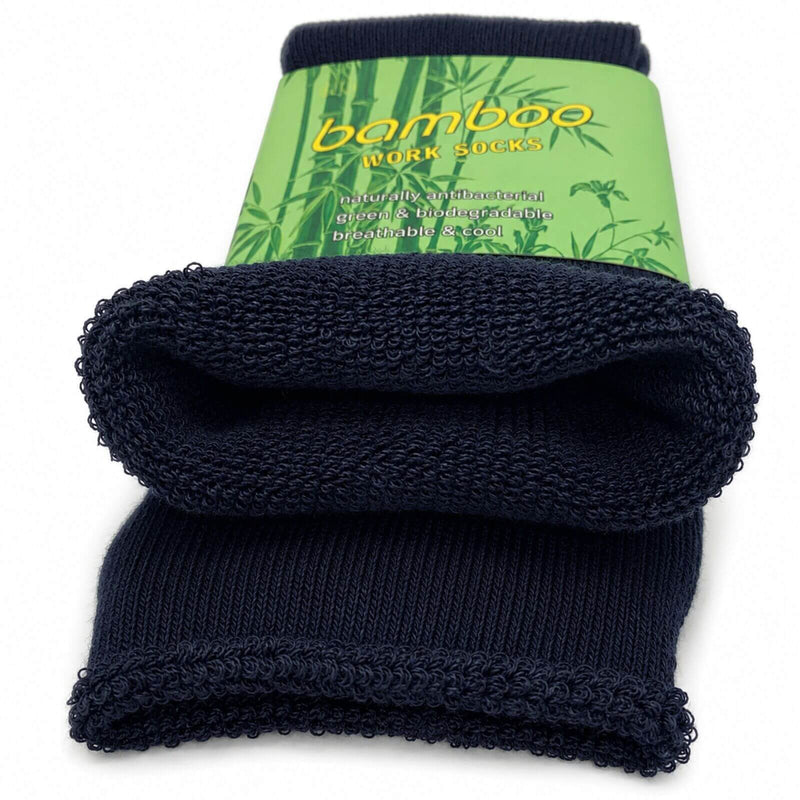 Load image into Gallery viewer, 6 Pairs Mens Bamboo Rich Work Socks Thick Cushioned Anti Odour - Navy Blue-4