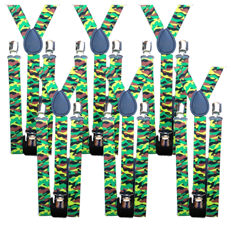 Load image into Gallery viewer, 6x Mens Suspenders Braces Adjustable Strong Clip On Elastic Formal Wedding BULK - Army Camouflage 2-0