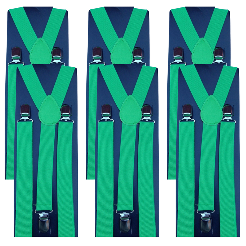Load image into Gallery viewer, 6x Mens Suspenders Braces Adjustable Strong Clip On Elastic Formal Wedding BULK - Green-0