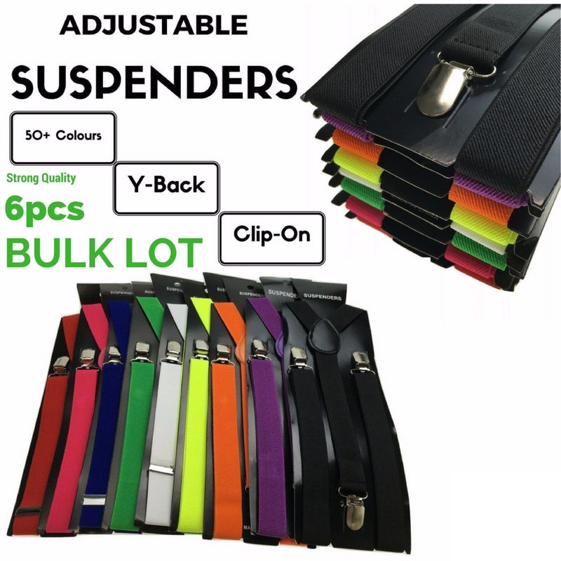 Load image into Gallery viewer, 6x Mens Suspenders Braces Adjustable Strong Clip On Elastic Formal Wedding BULK - Green-3