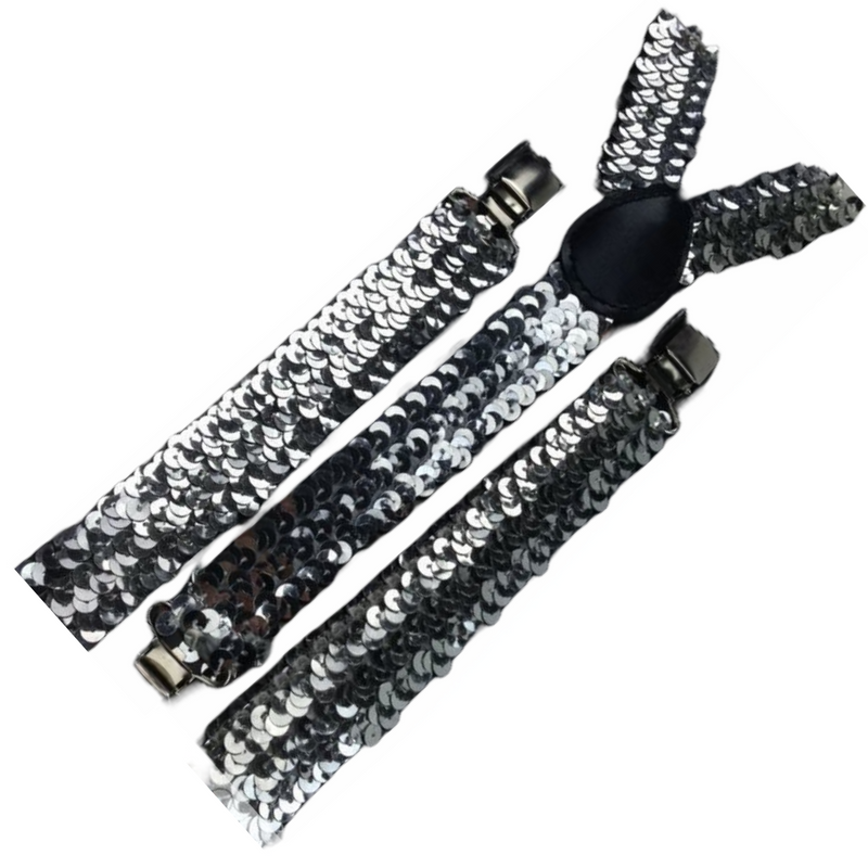 Load image into Gallery viewer, 6x Mens Suspenders Braces Adjustable Strong Clip On Elastic Formal Wedding BULK - Silver (Sequin)-2