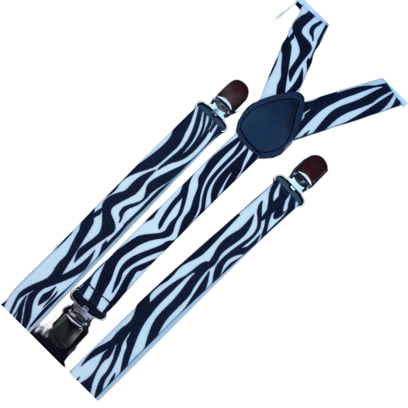 Load image into Gallery viewer, 6x Mens Suspenders Braces Adjustable Strong Clip On Elastic Formal Wedding BULK - Zebra-2