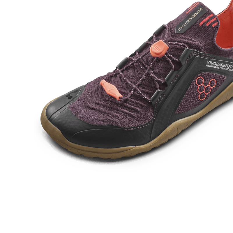 Load image into Gallery viewer, Vivobarefoot Primus Trail Knit FG Juniors Huckleberry/ Molten Lava