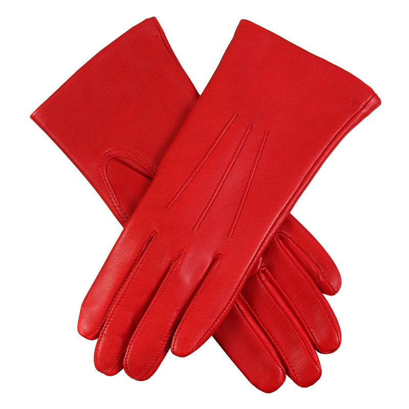 Load image into Gallery viewer, Dents Womens Emma Three-Point Leather Gloves - Berry Red-1