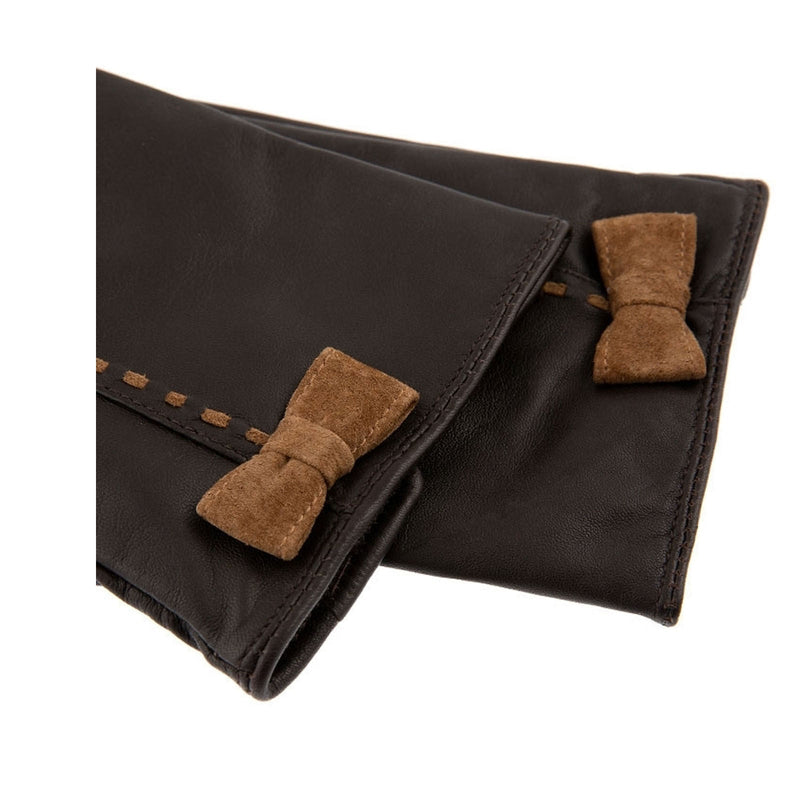 Load image into Gallery viewer, Dents Womens Fern Leather Bow Gloves - Mocca/Chilli-3