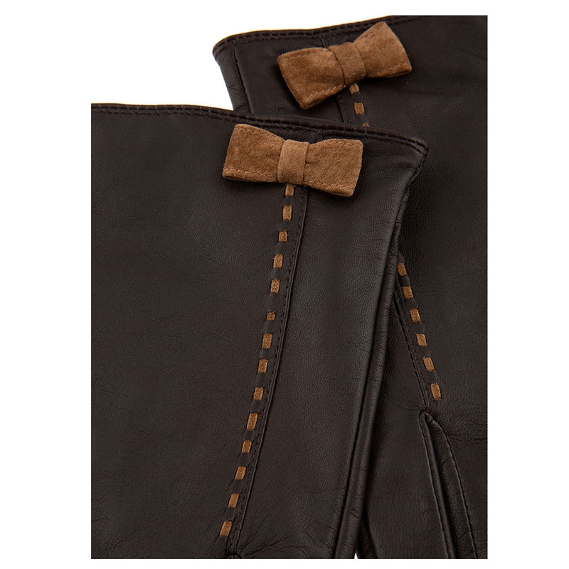 Load image into Gallery viewer, Dents Womens Fern Leather Bow Gloves - Mocca/Chilli-2