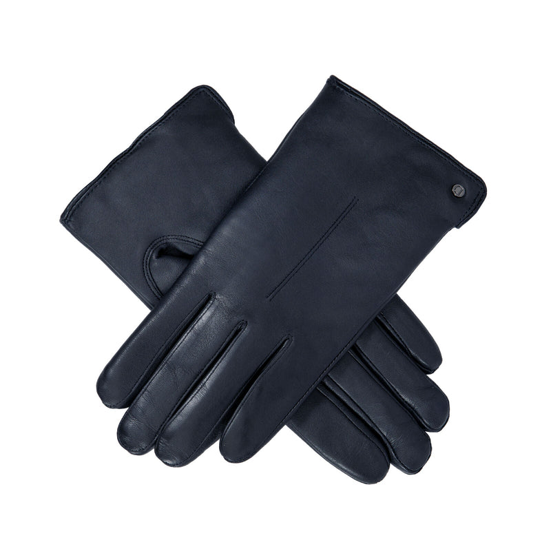 Load image into Gallery viewer, Dents Womens Touchscreen Single-Point Faux Fur-Lined Leather Gloves in Navy-1