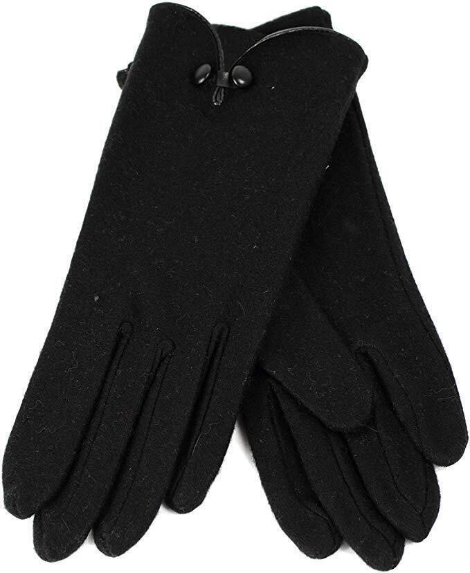 Load image into Gallery viewer, Dents Womens Soft Feel Fleece Knit Gloves w Button Trim Detail Warm Winter - Black-0