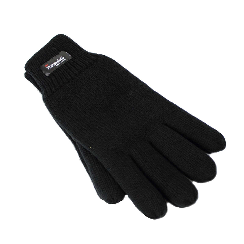 Load image into Gallery viewer, Dents 3M THINSULATE Gloves Snow Ski Knitted Polar Fleece Thermal Plain Winter - Black-0