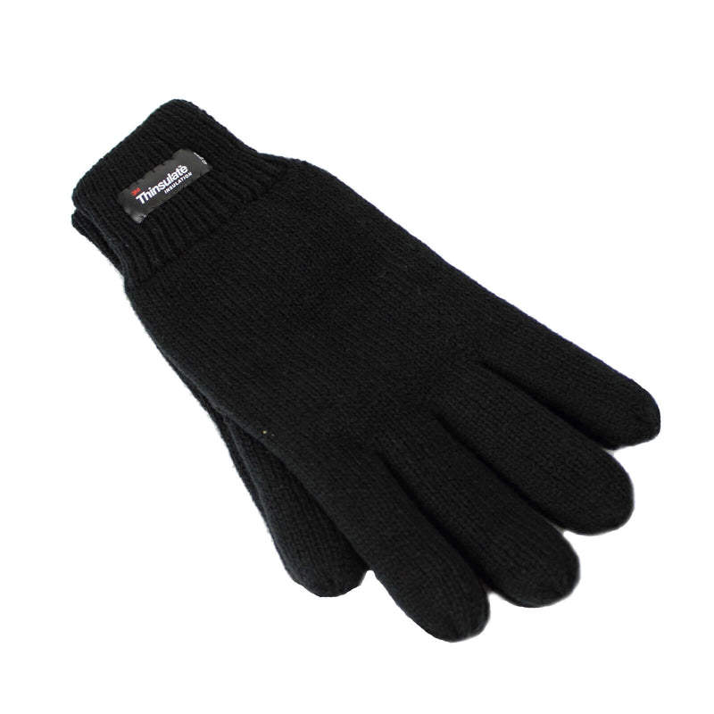 Load image into Gallery viewer, Dents 3M THINSULATE Gloves Snow Ski Knitted Polar Fleece Thermal Plain Winter - Black-1