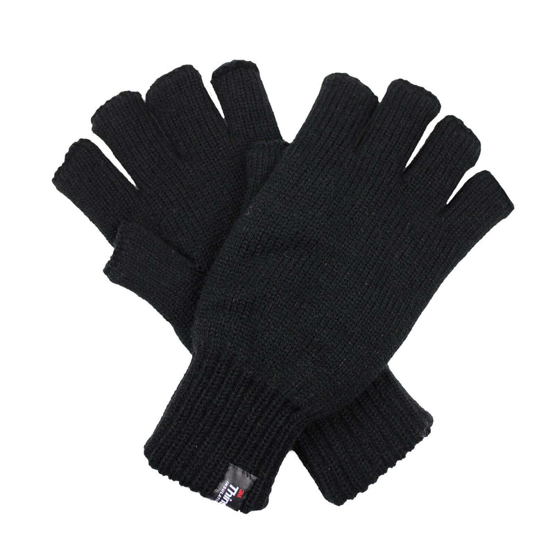 Load image into Gallery viewer, DENTS 3M THINSULATE Polar Fleece Fingerless Gloves Warm Knitted Insulation - Black-1