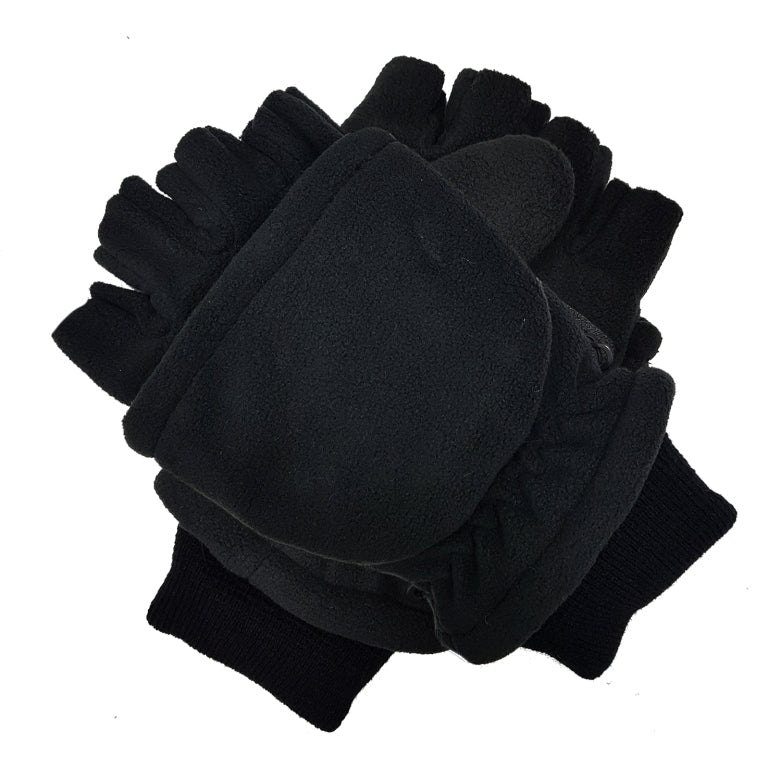 Load image into Gallery viewer, Dents Mens 3M Thinsulate Convertible Lined Half Finger Gloves/Warm Winter Mittens - Black-5