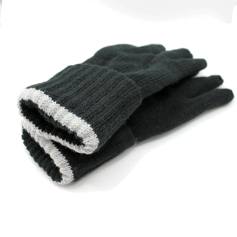 Load image into Gallery viewer, Dents 3M Thinsulate Knit Gloves – Black/Grey Acrylic Winter Gloves with Cuff laid flat on white background.