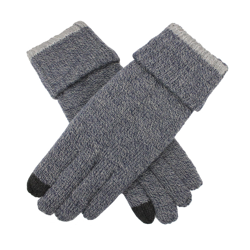 Load image into Gallery viewer, Dents Mens Thinsulate Lined Touchscreen Knit Gloves with Rollover Cuff - Navy Marle-0