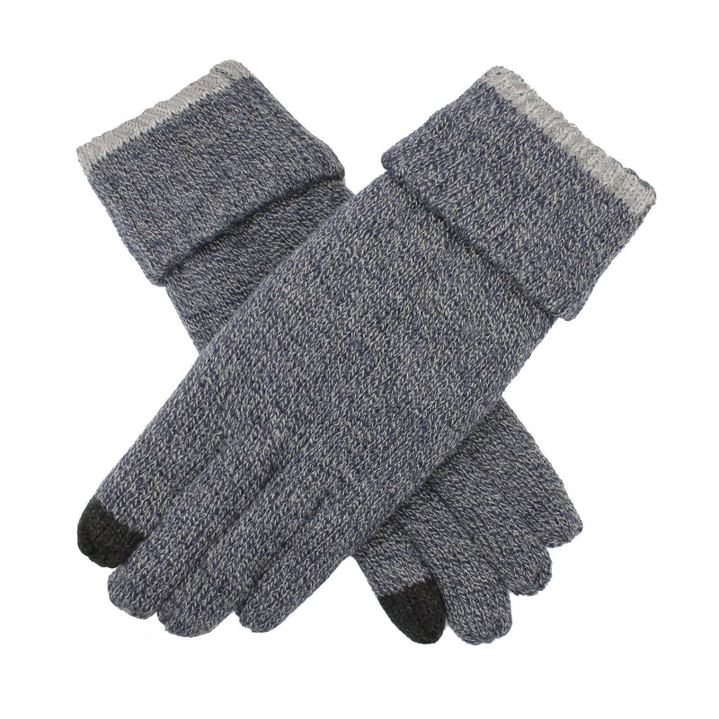 Load image into Gallery viewer, Dents Men’s Thinsulate Touchscreen Knit Gloves – Navy Marle in a cozy knit design for warmth and touchscreen capability.